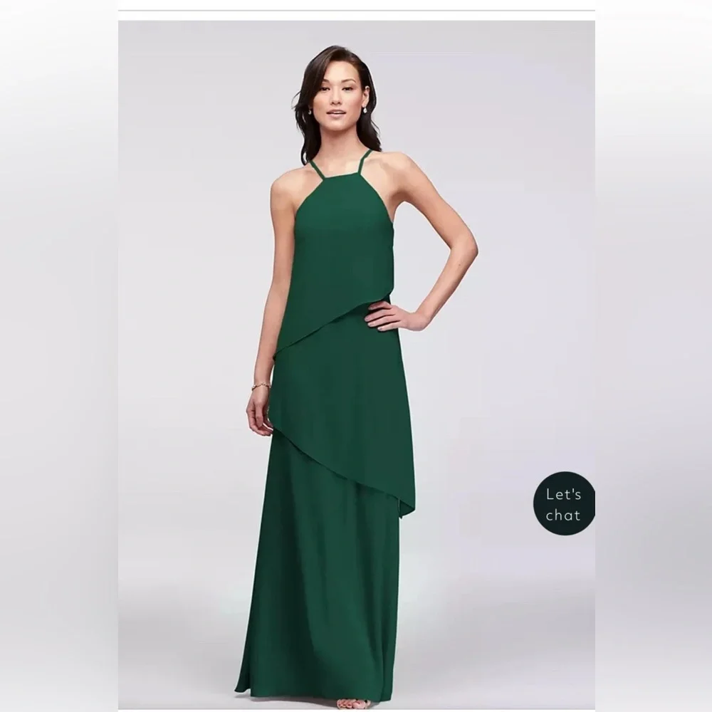 David's Bridal Asymmetrical Green Dress - Picture 1 of 7